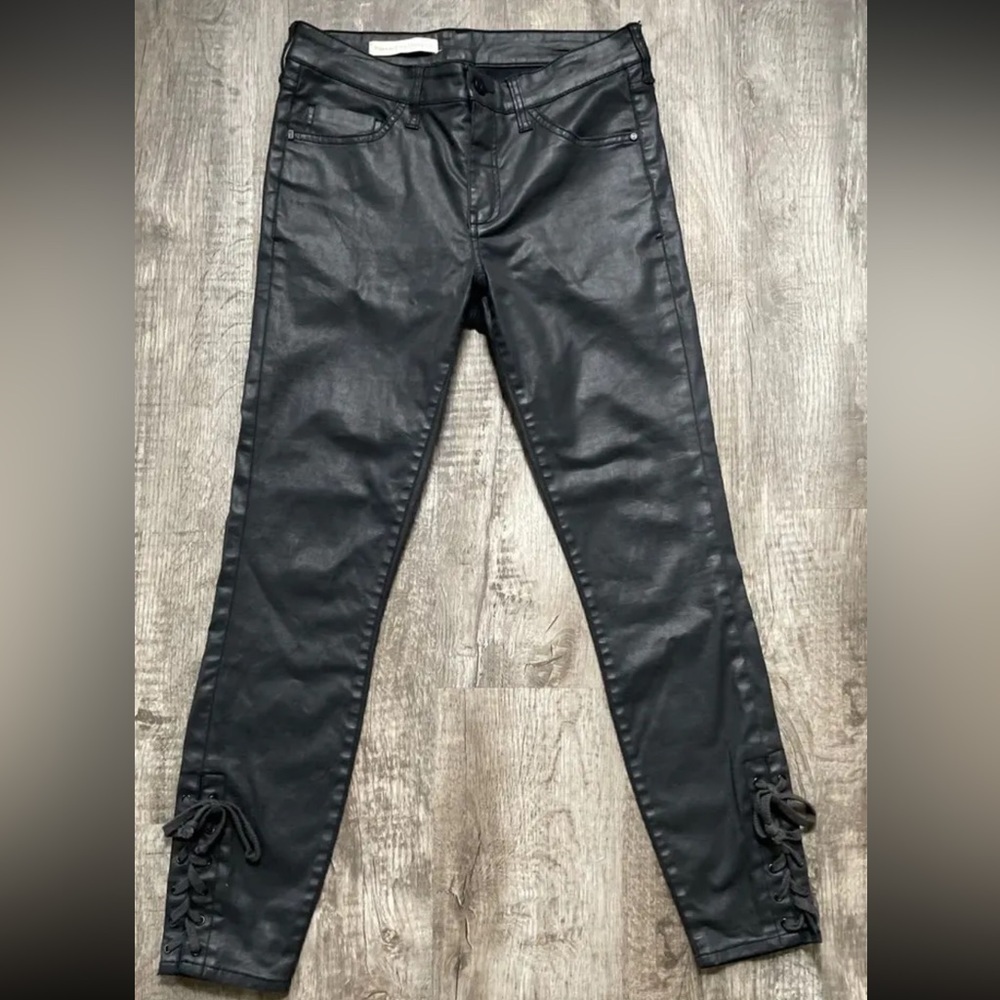 Pilcro and the Letterpress Anthropologie Faux Leather Ankle Lace Up Pants
